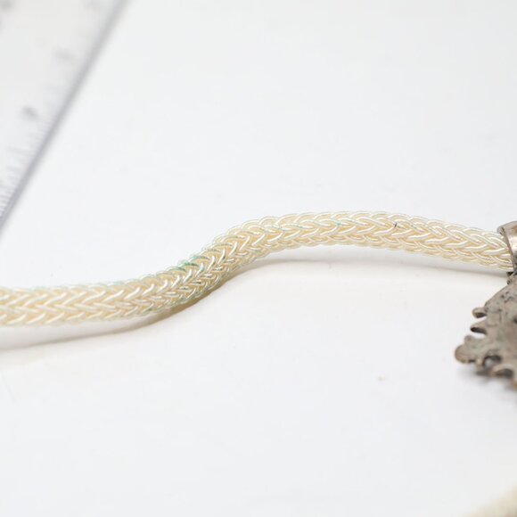 Vintage Cameo Pendant Necklace Fabric Rope Victorian Style Ornate Metal Frame - Picture 8 of 10